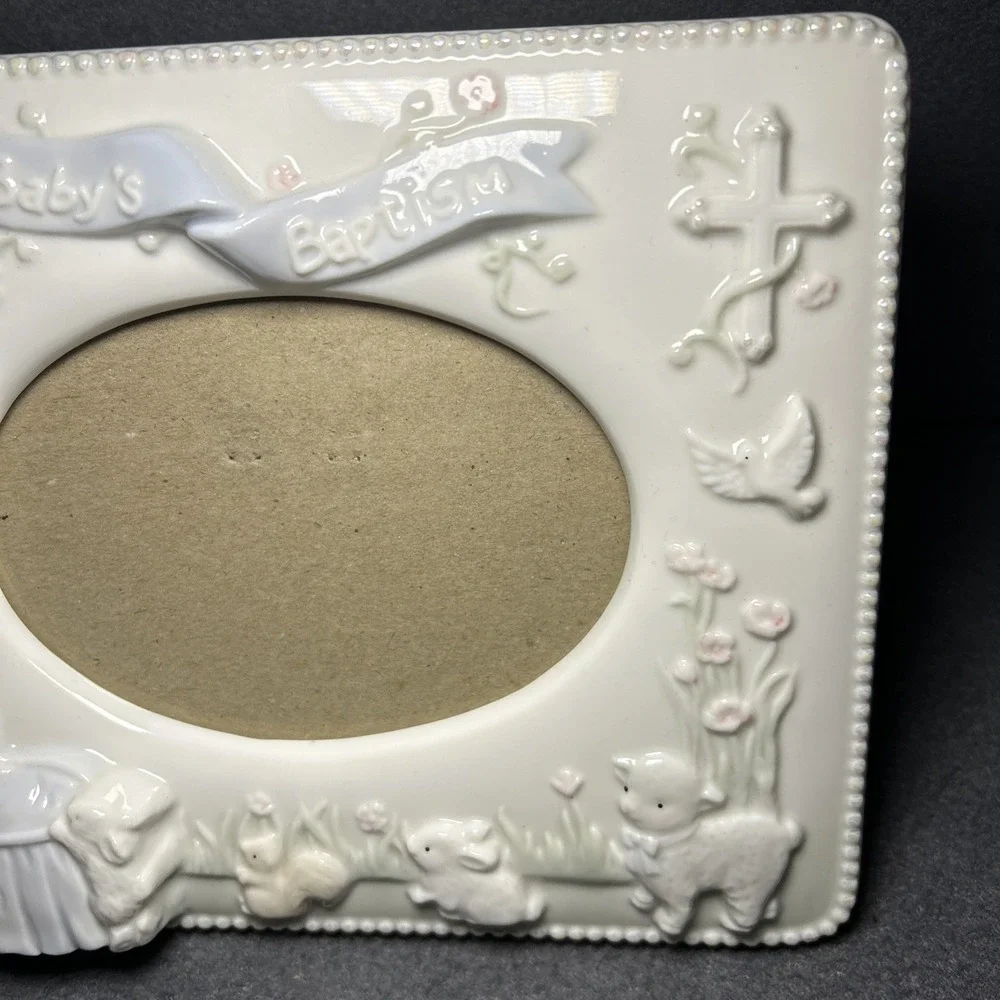 Russ Berrie Baby's First Baptism Ceramic Photo Frame Christening Keepsake - Picture 3 of 6